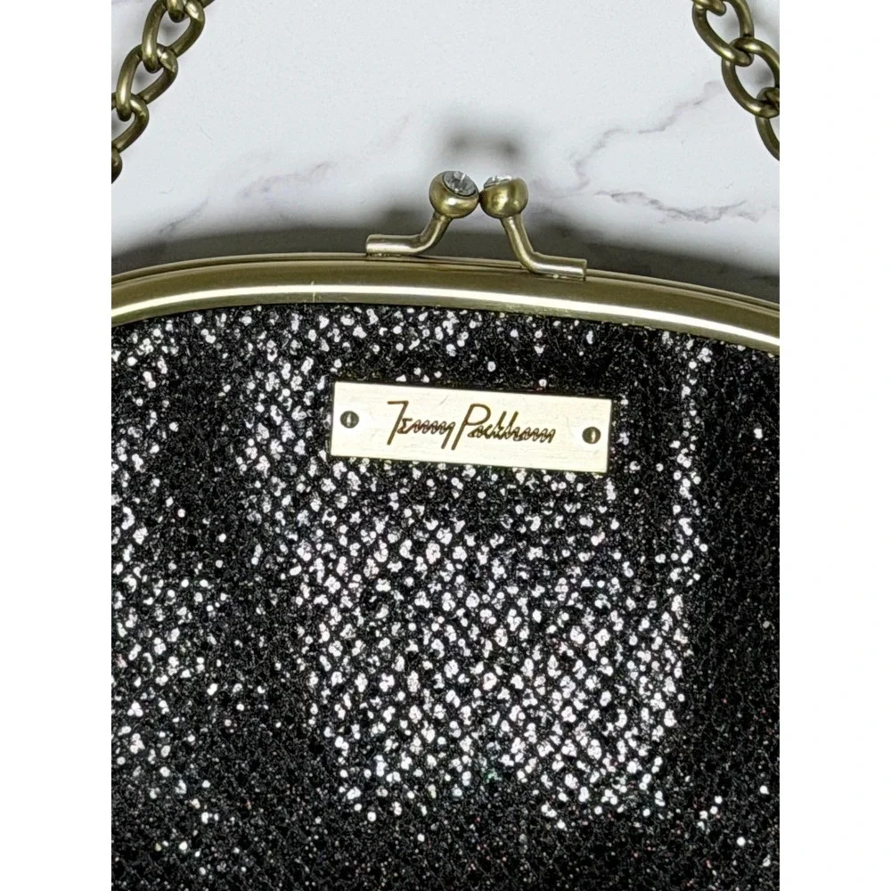 Jenny Packham Boudoir Clutch Women's Small Black Glitter Evening Bag‎